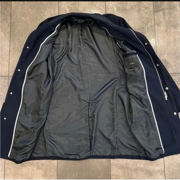 Zara Men's Navy Blue Coat size (xl) euro 44, like new - Picture 7 of 10